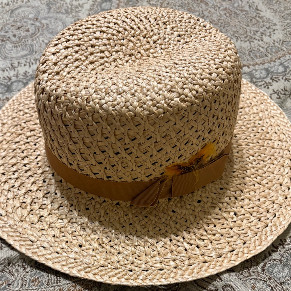 Straw Hat with Ribbon - Picture 7 of 7